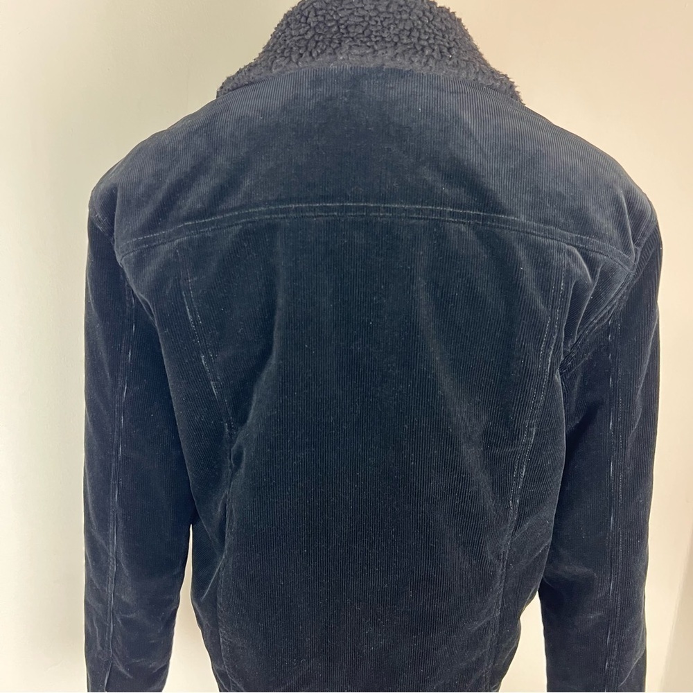 Jenni Kayne Black Velvet Corduroy Faux Sherpa Button Front Jacket Size XS - Picture 8 of 10